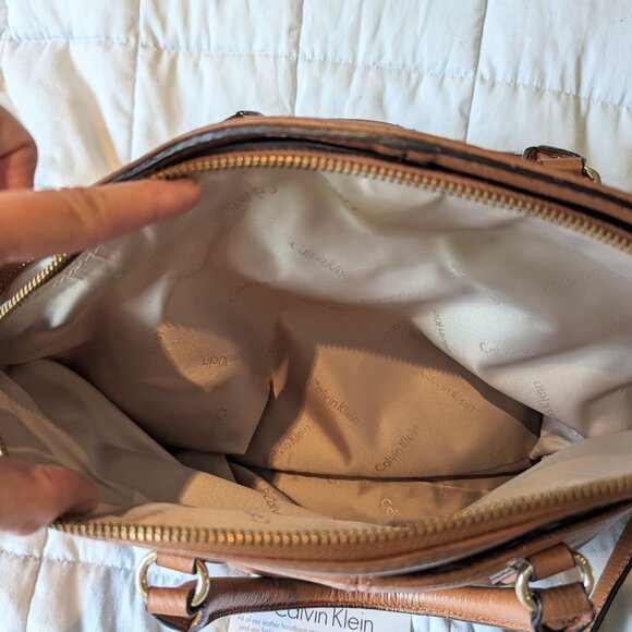 Like New Calvin Klein Leather Satchel - Picture 5 of 9